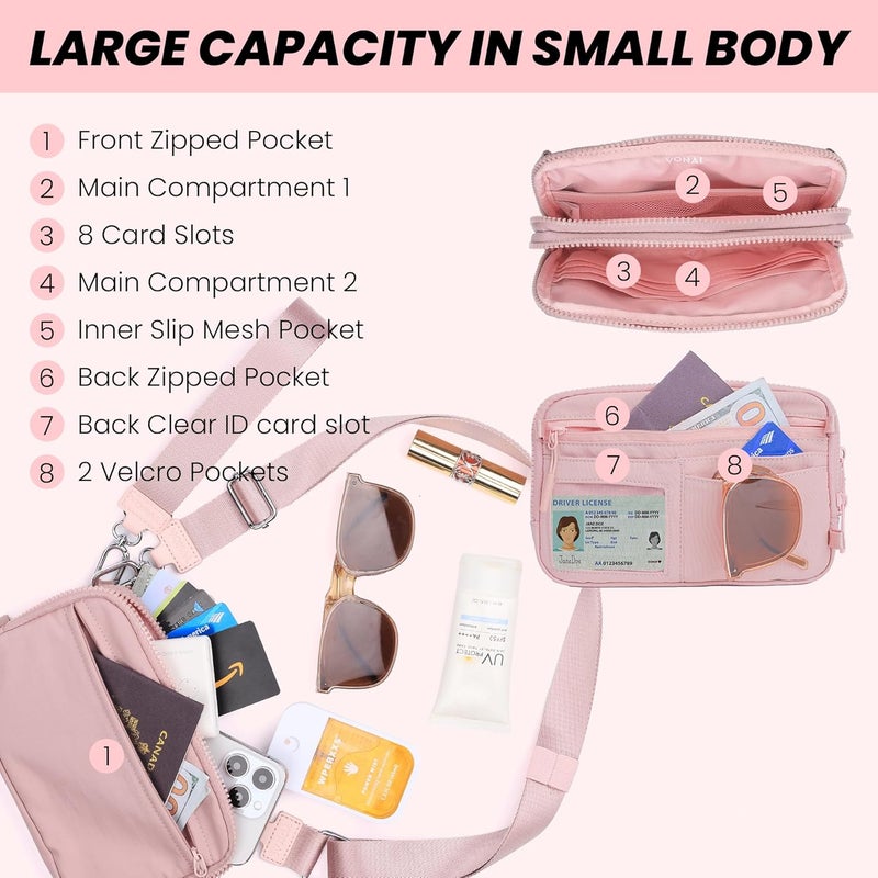 VONAL Store Wristlet Wallets for Women, RFID Wristlet Purse Built in Wallet, Small Nylon Crossbody Bags, Credit Card Holder - Image 4